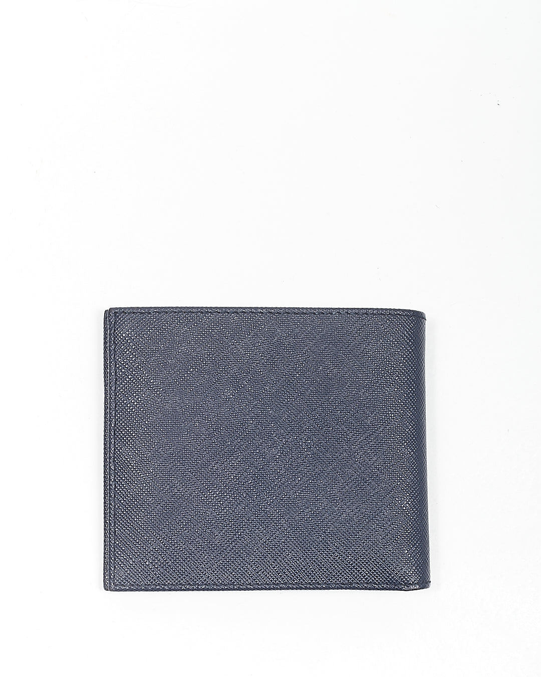 Prada Dark Blue Saffiano Bi Fold Wallet