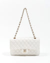 Chanel White Caviar Leather Quilted Medium Double Classic Flap Bag