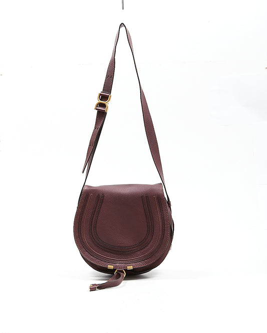 Chloe Burgundy Leather Marcie Medium Crossbody Bag