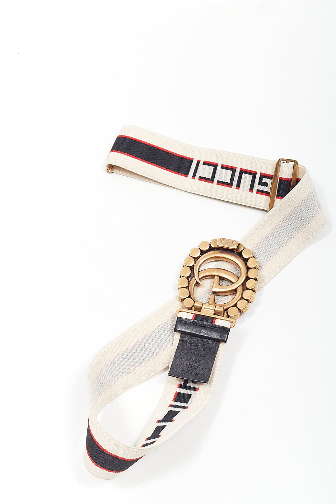 Gucci Red Crystal GG Marmont Elastic Band Logo Belt - 80/32