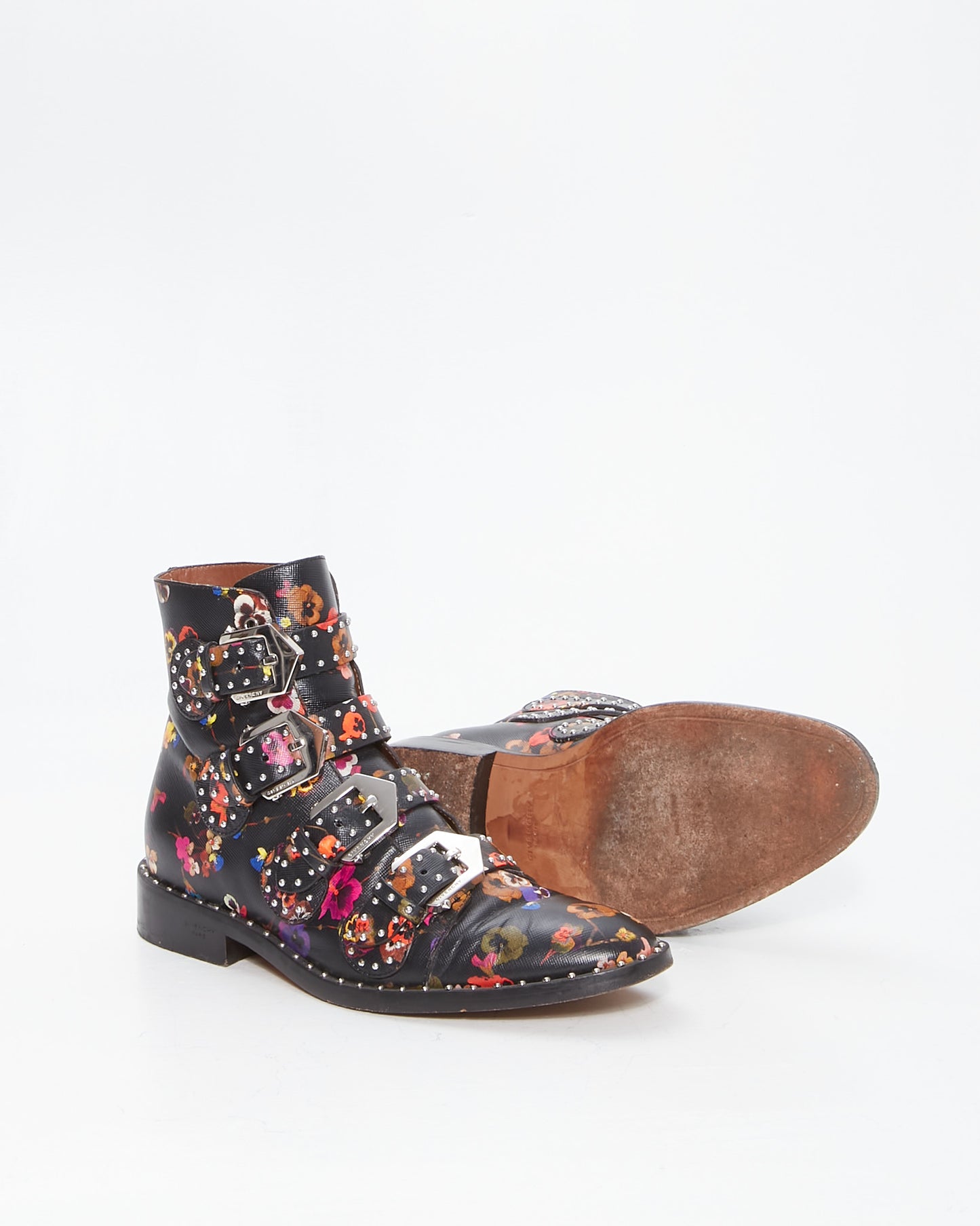 Givenchy Floral Studded Buckled Chelsea Boots - 8