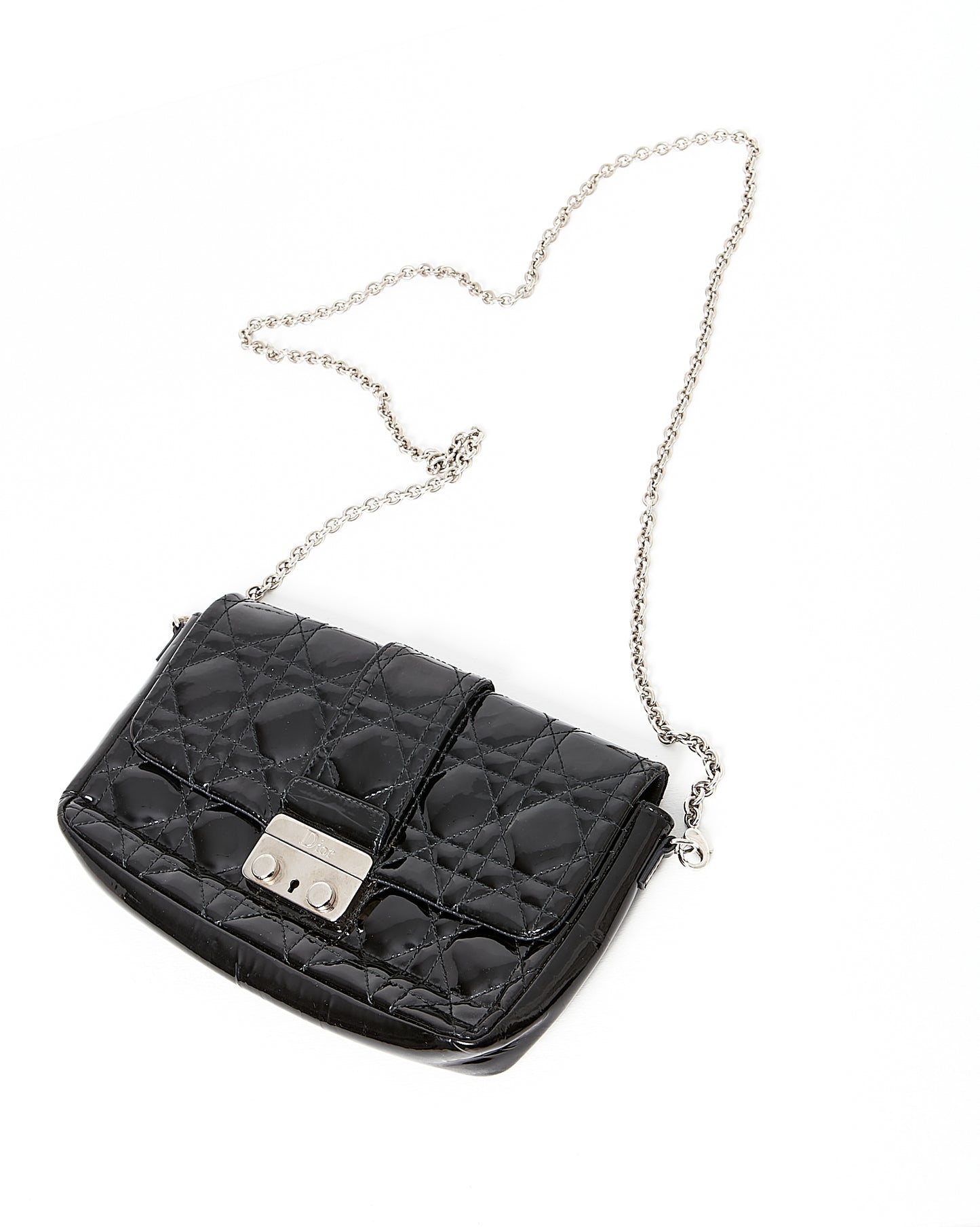 Dior Black Patent Leather Cannage Miss Promenade Wallet On Chain Bag