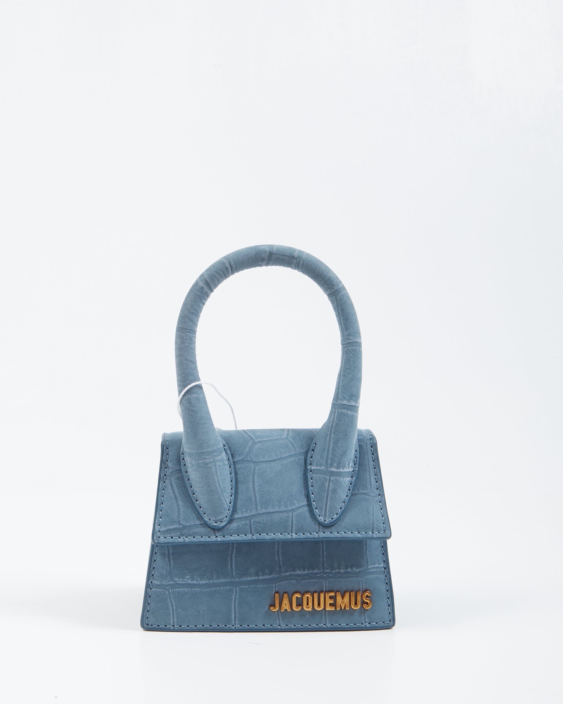 Explore a Jacquemus Blue Suede Croc Embossed Le Chiquito Mini Bag