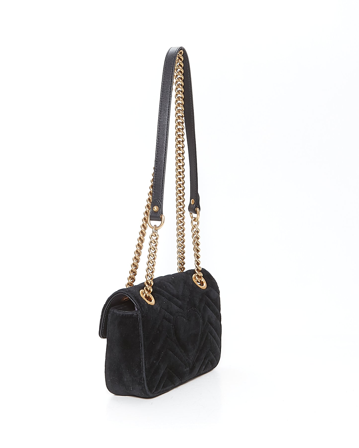 Gucci Black Velvet Marmont Mini Matelasse Chain Bag