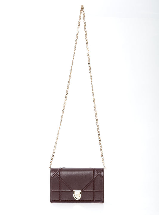 Explore a Dior Burgundy Leather Diorama Wallet On Chain Bag