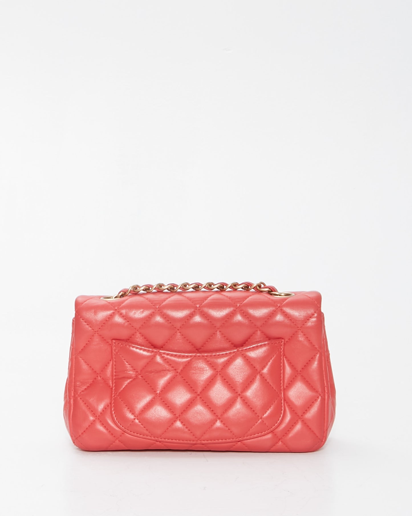 Chanel Red Quilted Leather Mini Rectangular Classic Chain Flap Bag