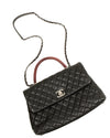Chanel Black Caviar Quilted Lizard Handle Coco Top Handle Bag