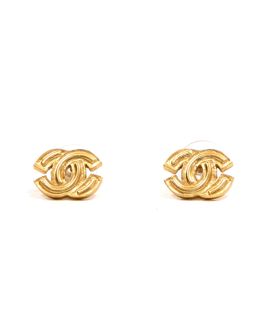 Chanel Gold CC Logo Earrings