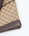 Gucci Brown GG Canvas Perforated Leather Flat Crossbody Bag