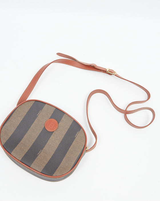 Fendi Stripe Pequin Coated Canvas Crossbody Bag