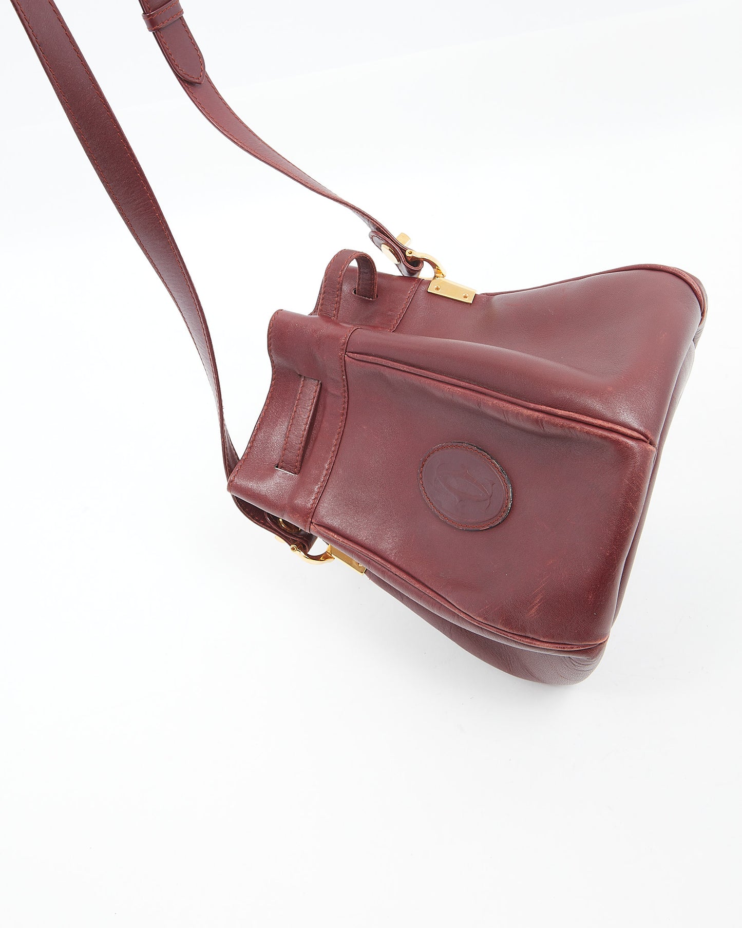 Cartier Vintage Burgundy Leather Bucket Bag