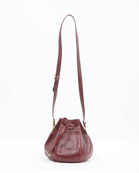 Cartier Vintage Burgundy Leather Bucket Bag