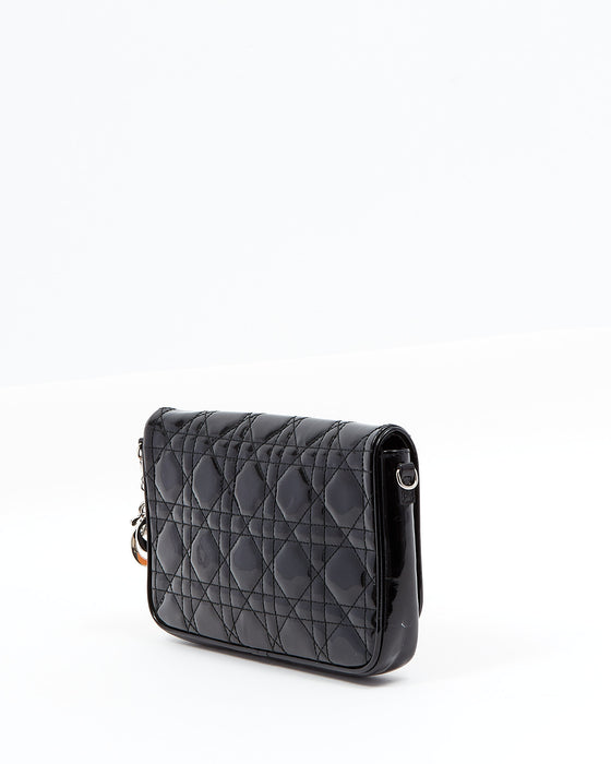 Dior Black Patent Cannage Pouch Chain Crossbody