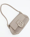 Fendi Silver Selleria Leather Mamma Baguette Shoulder Bag