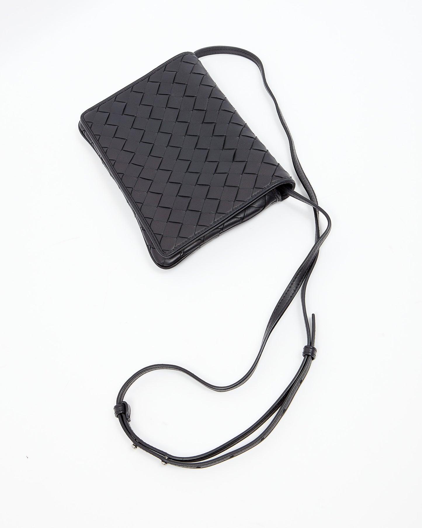 Bottega Veneta Black Intrecciato Leather Crossbody Bag