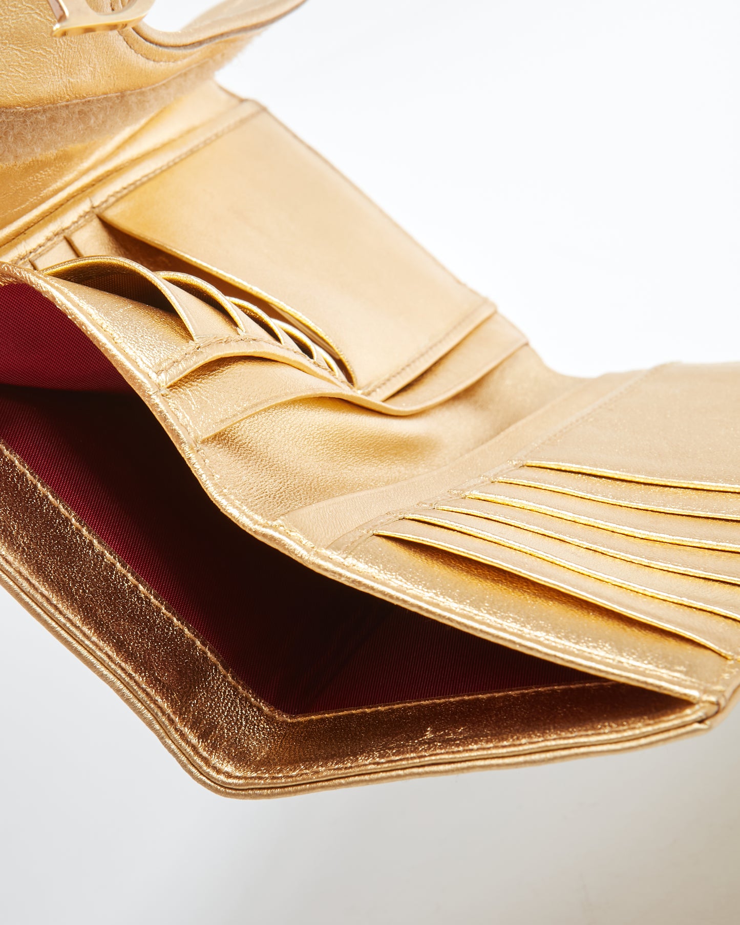 Dior Gold Embossed Leather Saddle Wallet