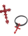 Dior Vintage Red/Black Gothic Cross 2 Ring Set