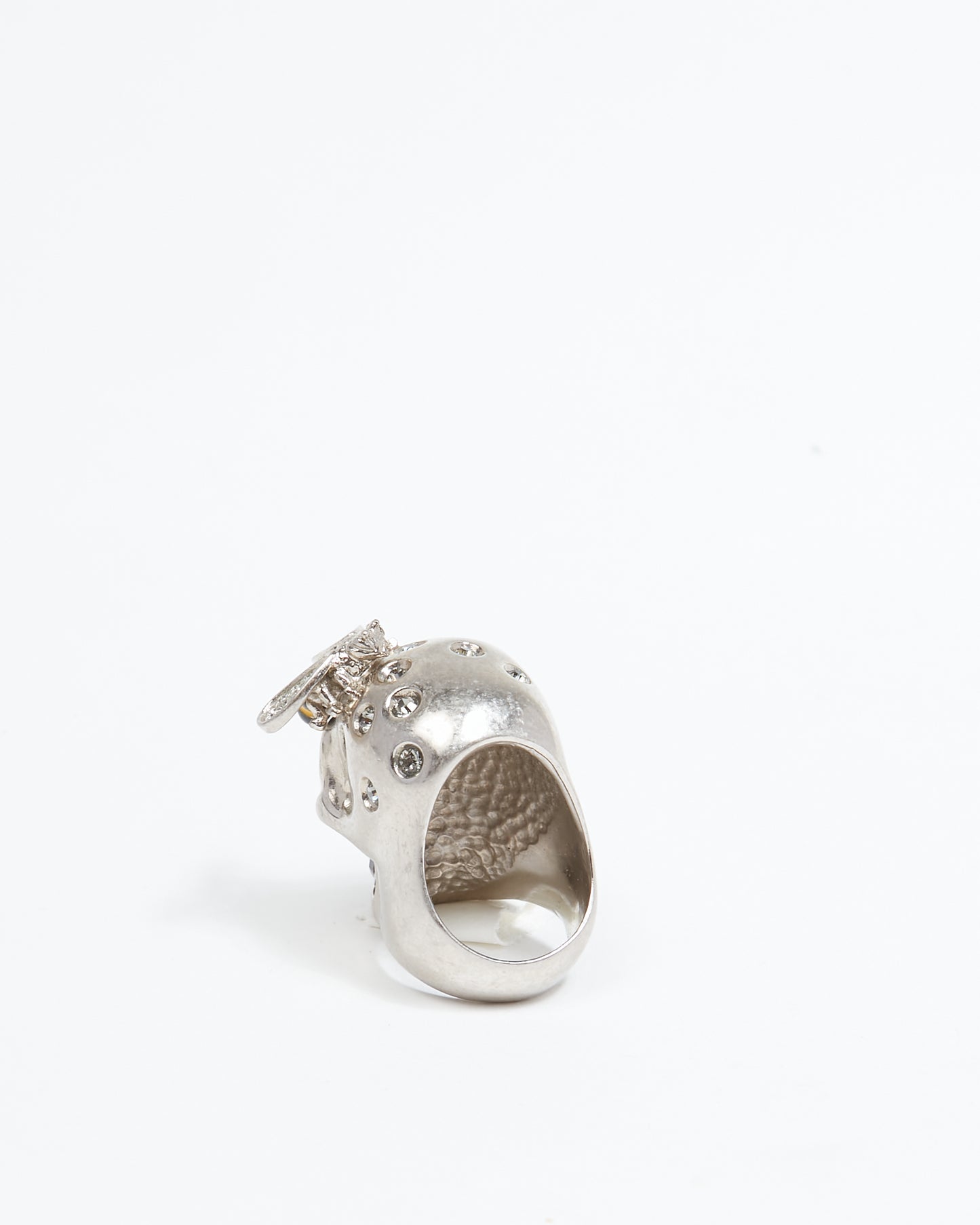 Alexander McQueen Silver Skull Crystal Eye & Bee Ring - 11