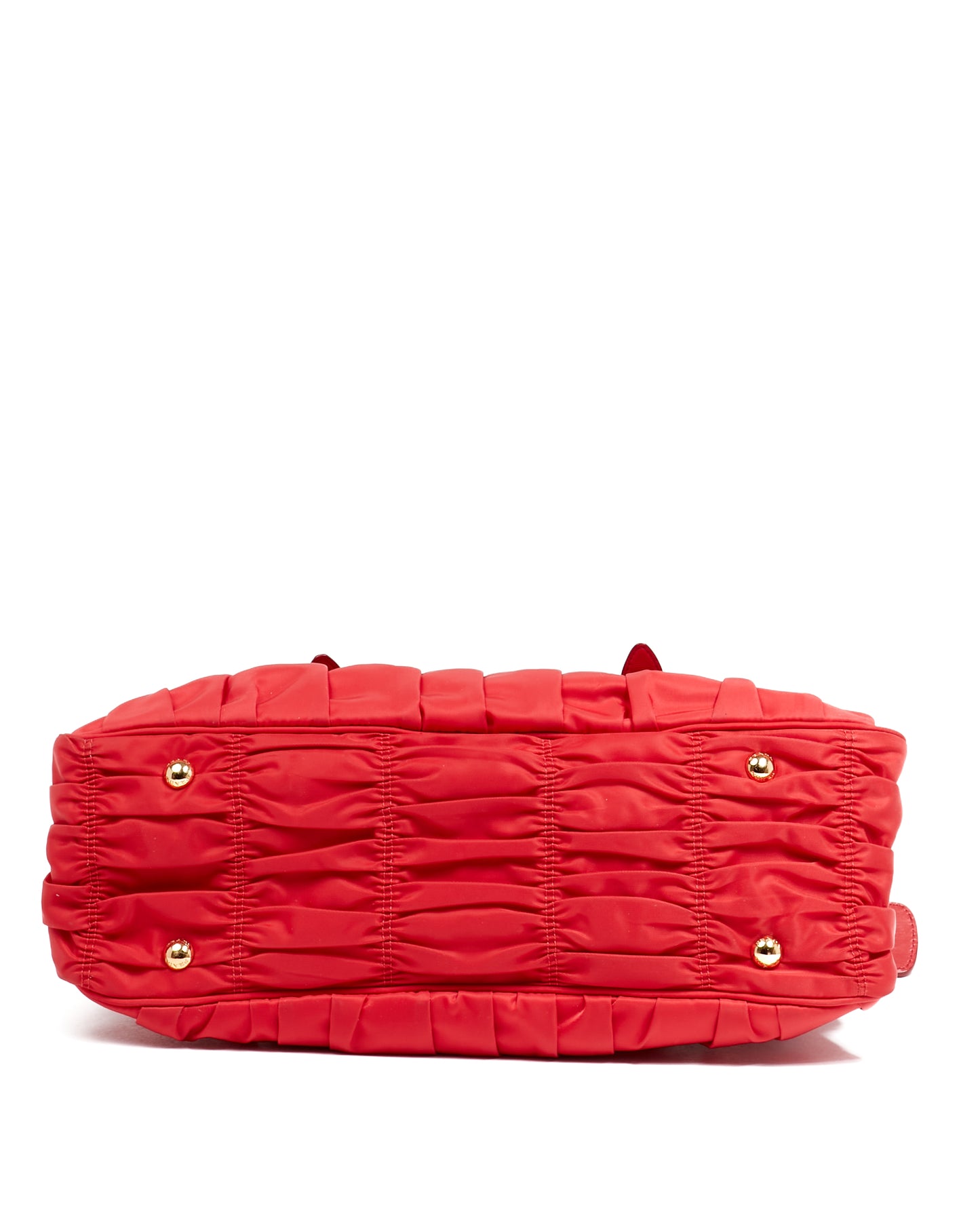 Prada Red Tessuto Nylon Gauffre Ruched Shoulder Bag