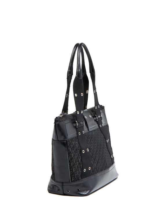 Dior Vintage Black Trotter Street Chic Top Handle Tote Bag