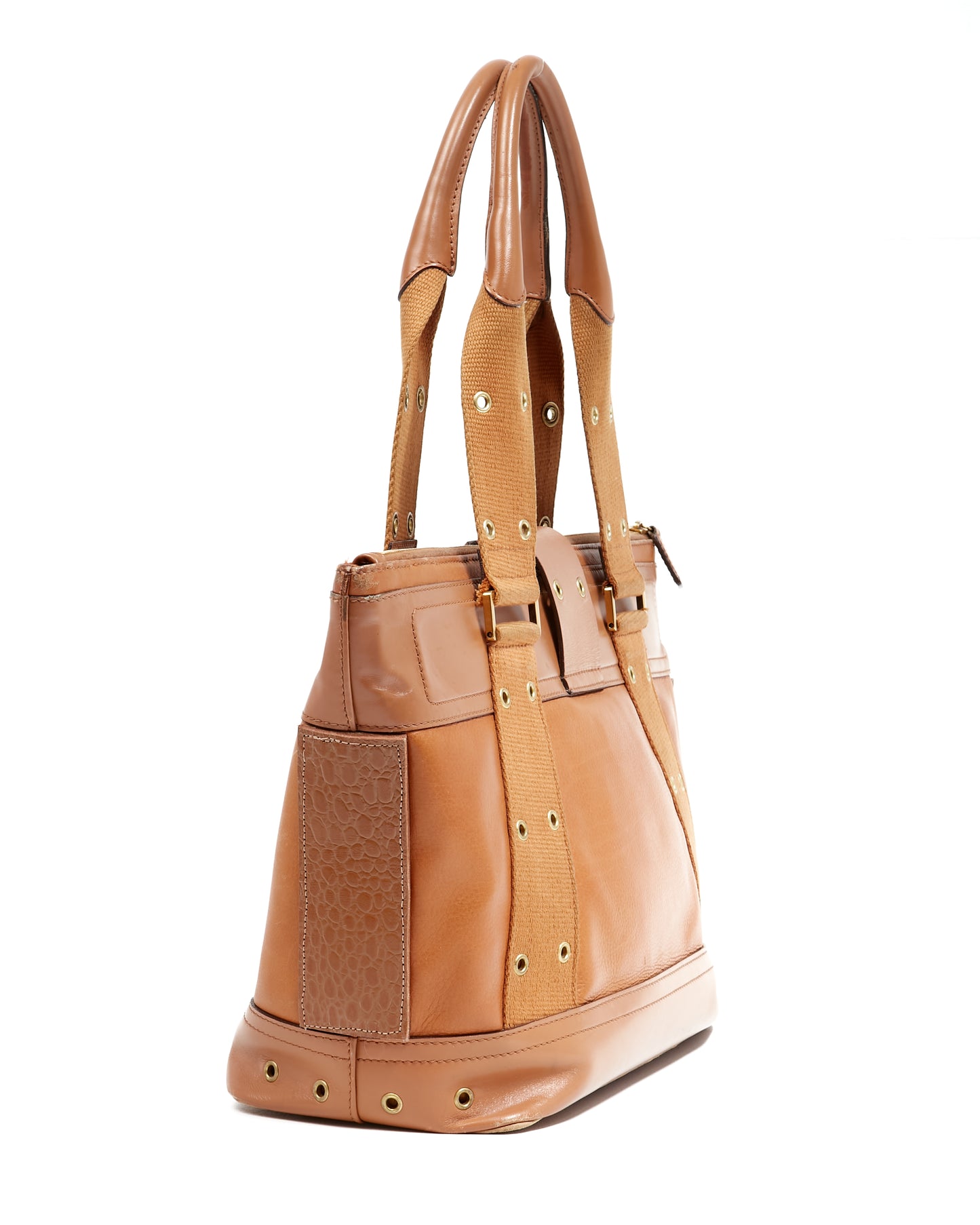 Dior Vintage Tan Leather Street Chic Top Handle Tote Bag