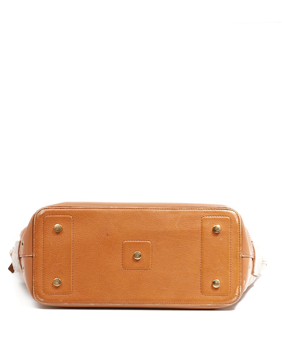 Dior Vintage Tan Leather Street Chic Top Handle Tote Bag