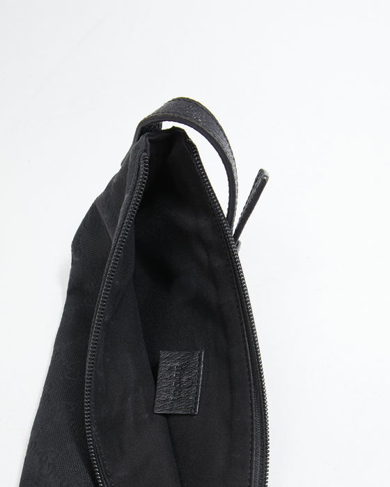 Gucci Black GG Supreme Canvas Adjustable Shoulder Boat Bag