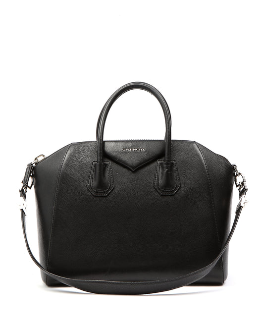 Givenchy Black Grained Leather Medium Antigona Bag