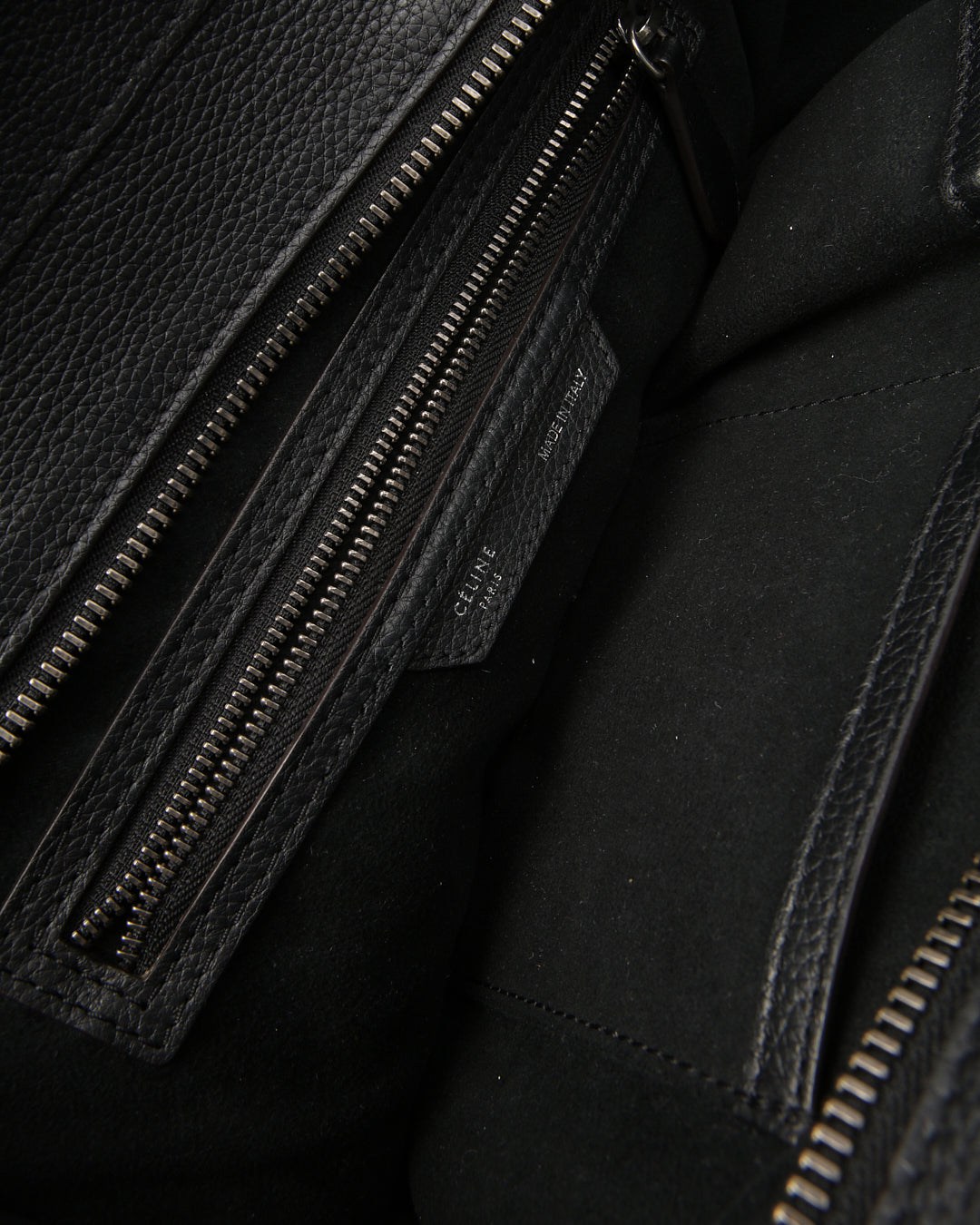 Celine Black Leather Micro Luggage Tote Bag
