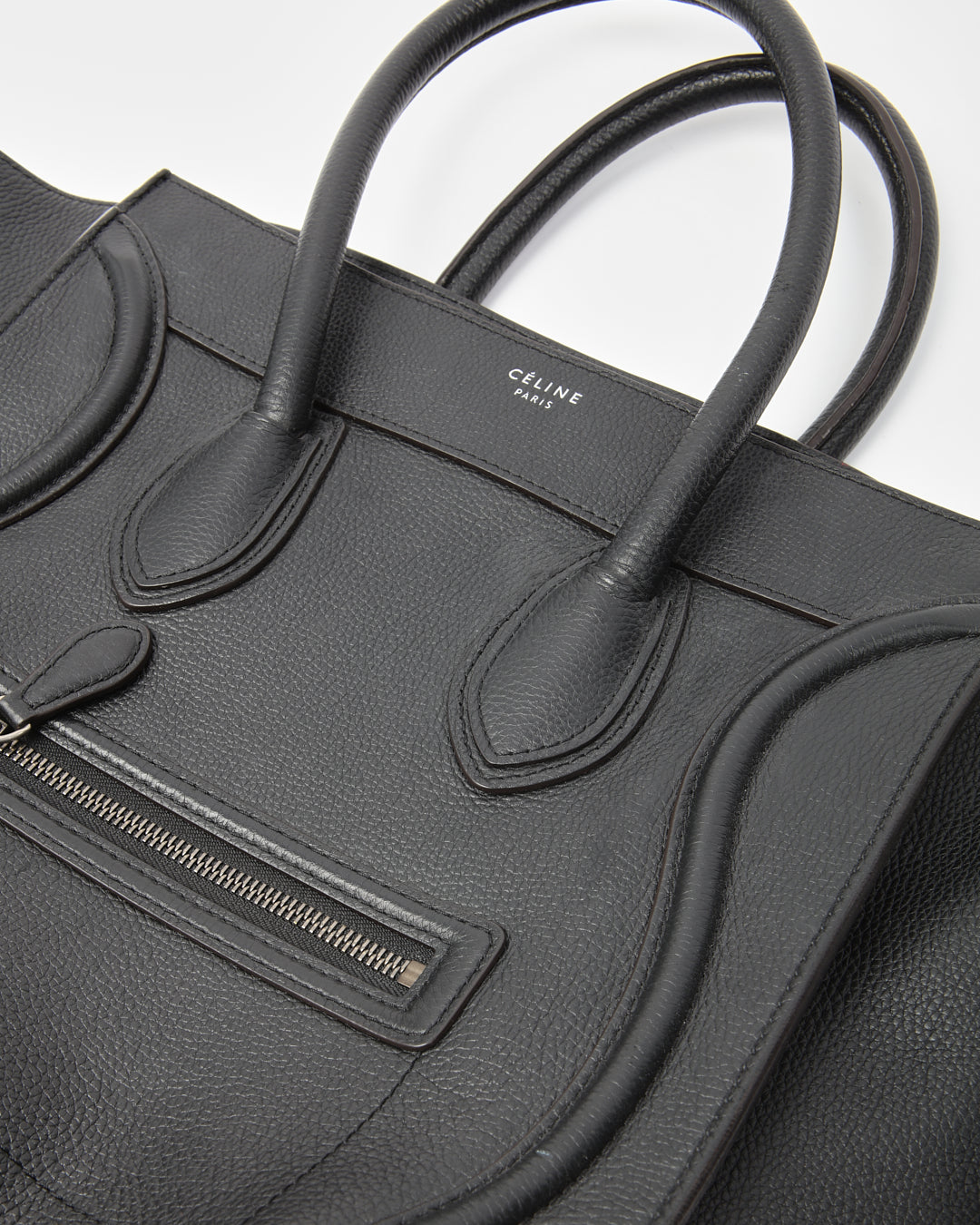 Celine Black Leather Micro Luggage Tote Bag