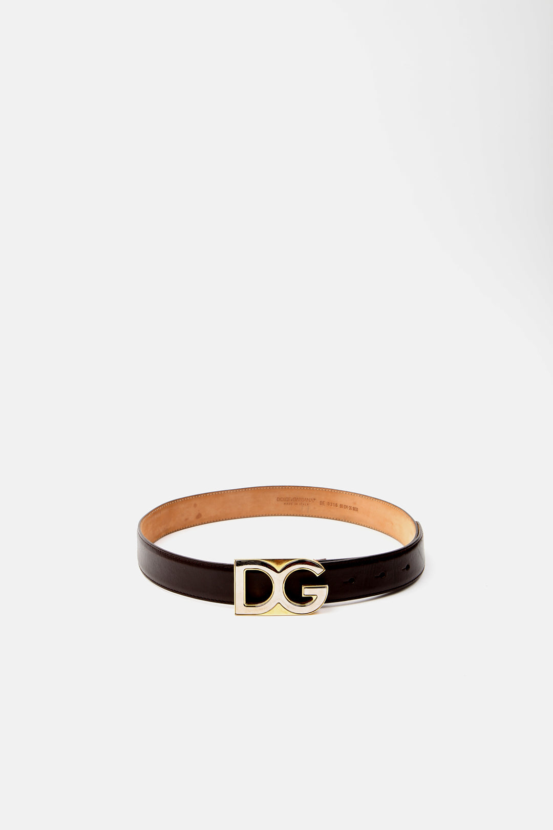 Dolce Gabbana Brown Leather D&G Logo Belt - 90/36