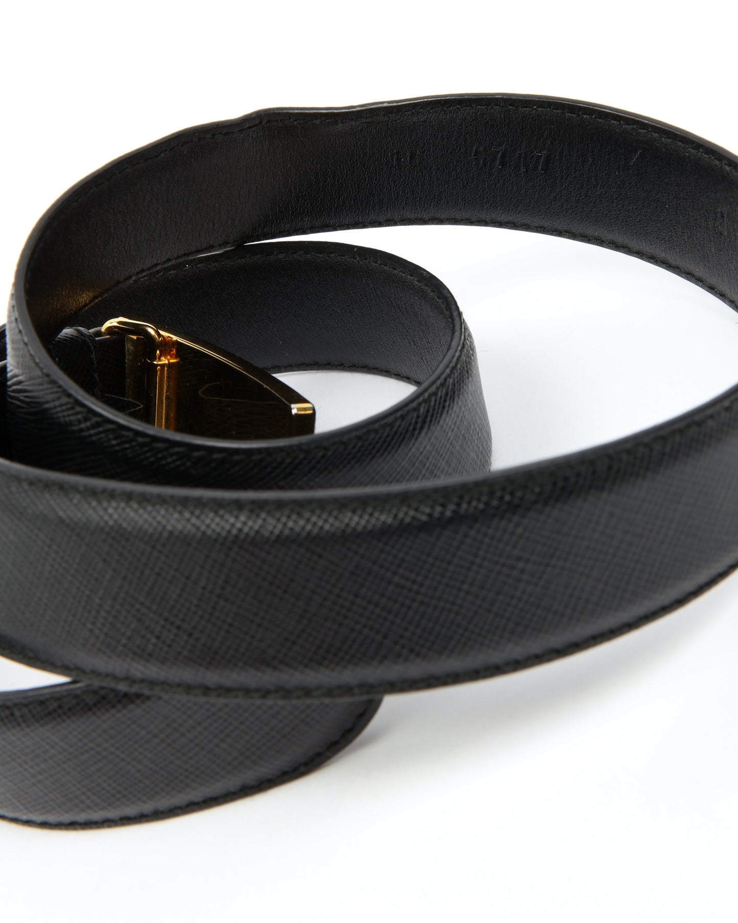 Prada Black Saffiano Leather Logo Belt - 30/75