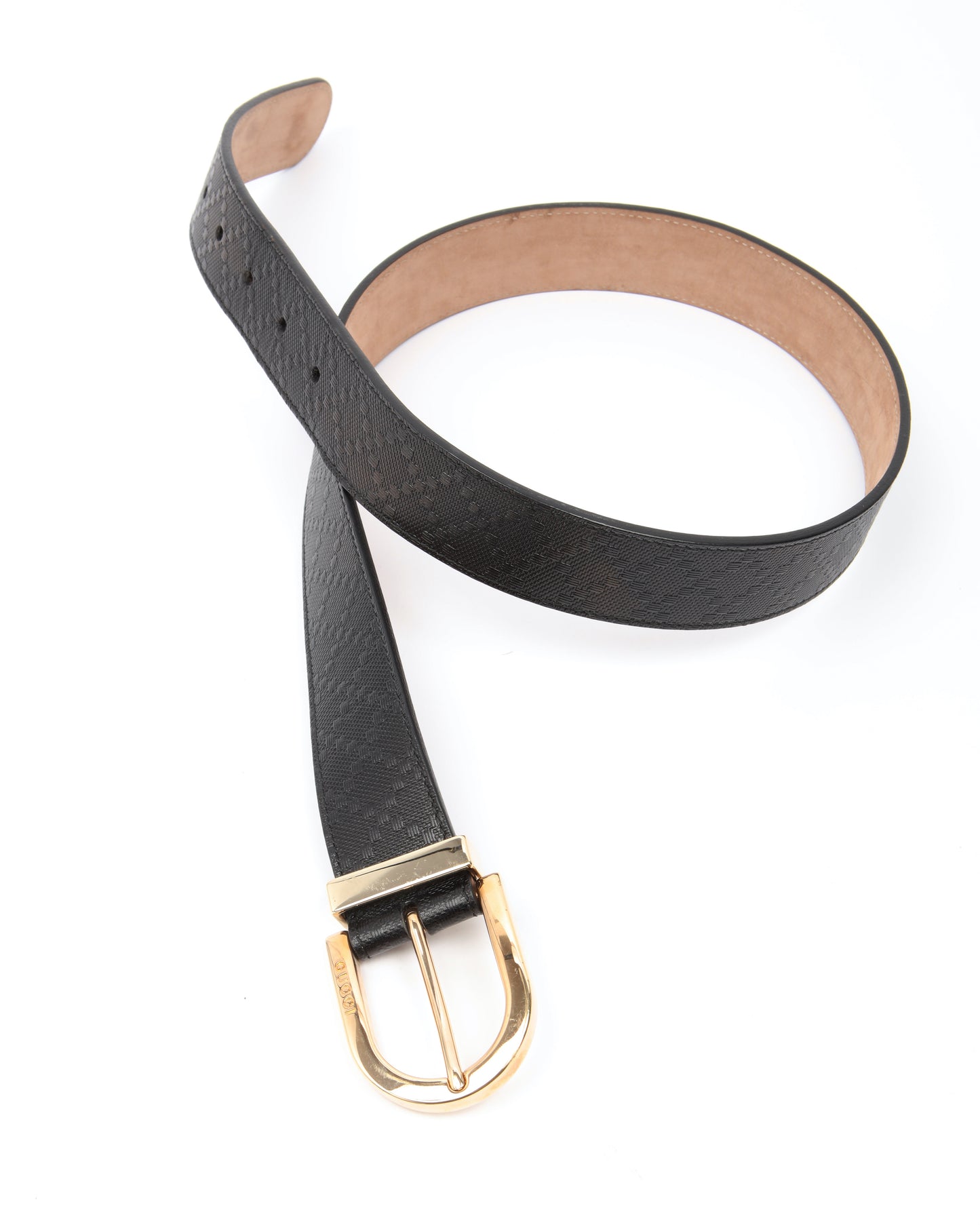 Gucci Black Diamante Leather Belt - 80/32