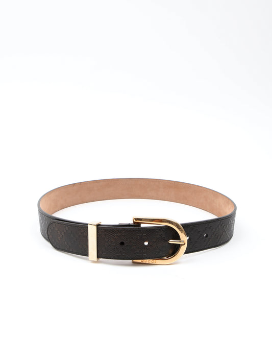 Gucci Black Diamante Leather Belt - 80/32
