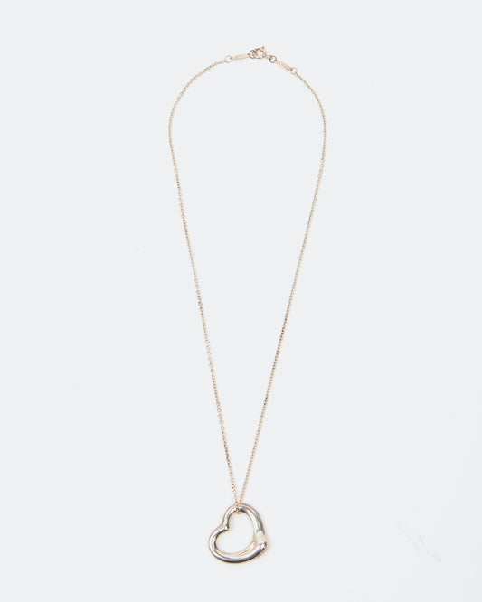 Tiffany&Co. Sterling Silver Open Heart Motif Pendant Necklace