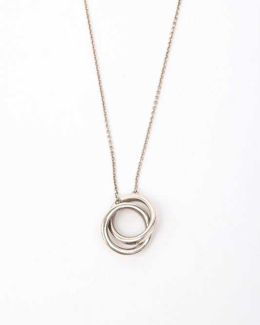 Tiffany&Co. Sterling Silver Interlocking Double Loop Rings Necklace
