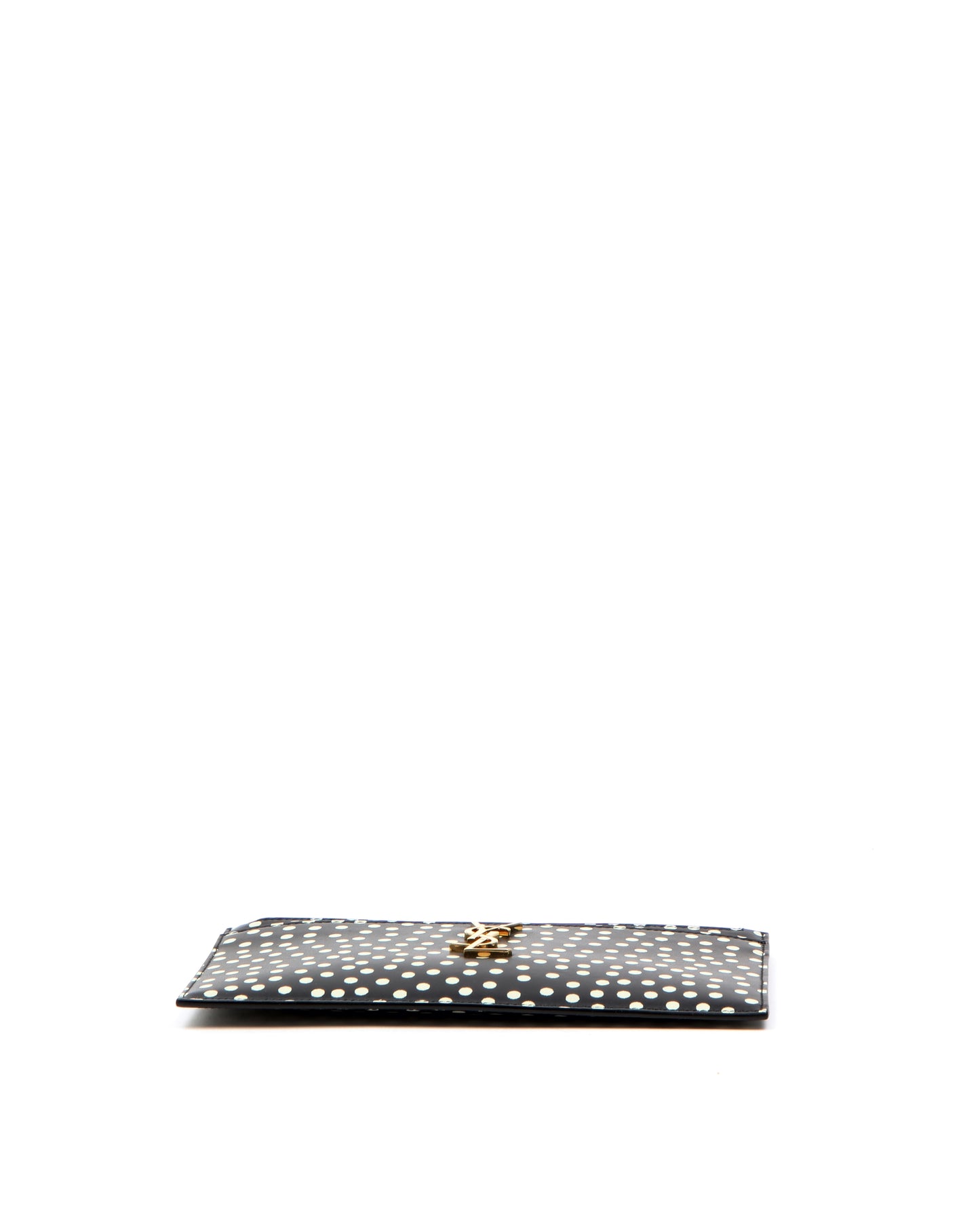 Saint Laurent Black/White Polka Dot YSL Logo Zippy Pouch