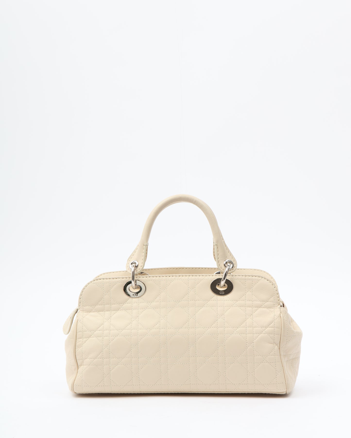 Dior Cream Leather Cannage Top Handle Bag