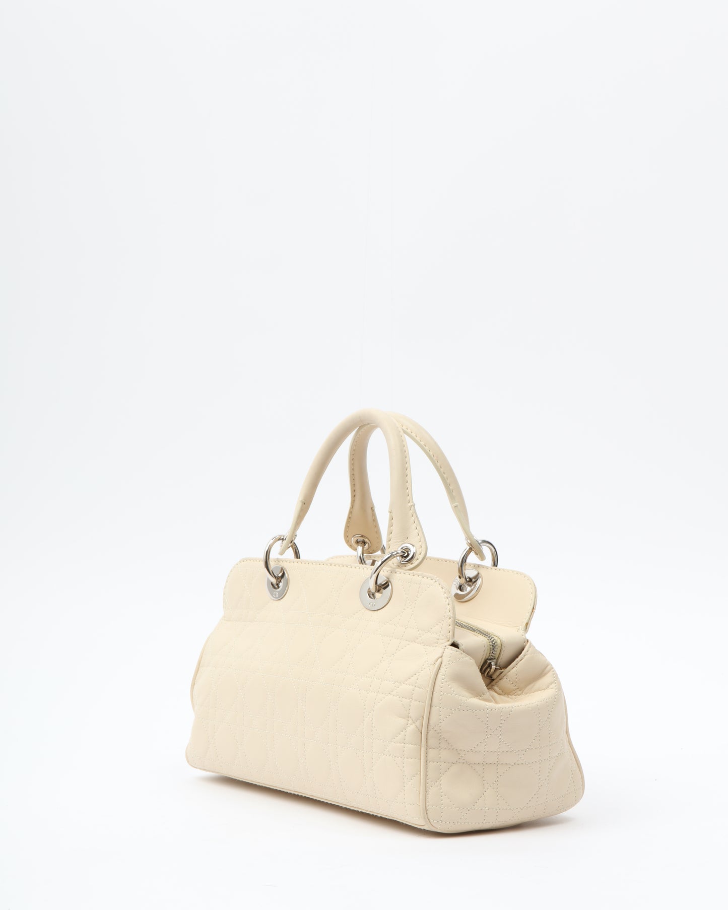 Dior Cream Leather Cannage Top Handle Bag