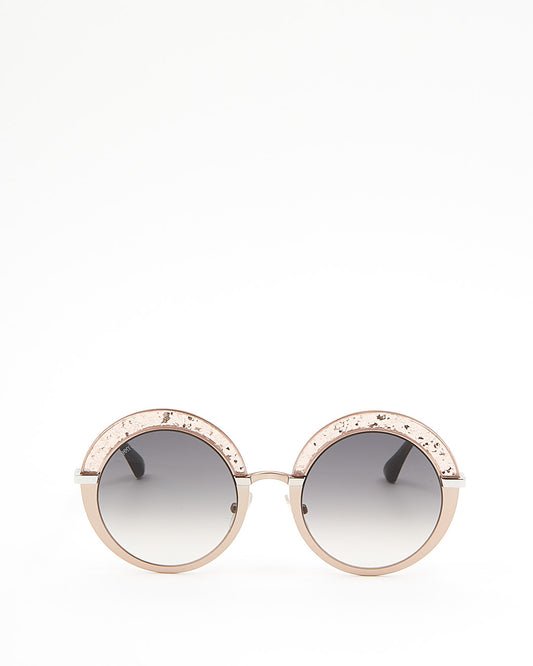 Jimmy Choo Rose Gold Glitter GOTHA/S Round Sunglasses