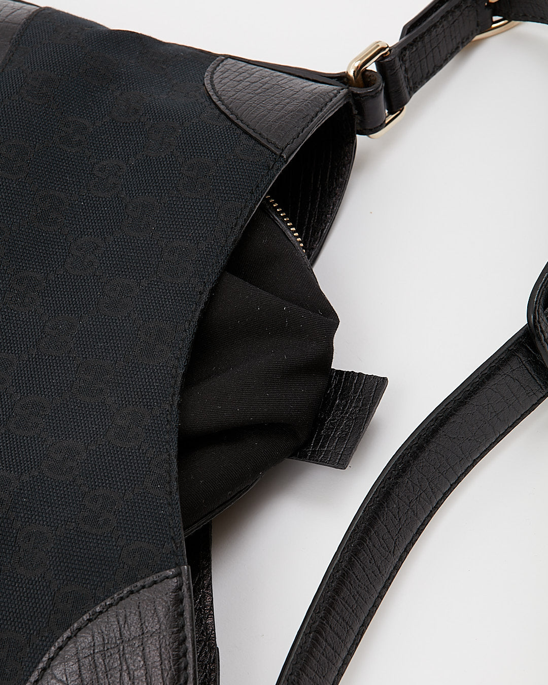 Gucci Black GG Supreme Canvas Horsebit Web Accent Shoulder Bag