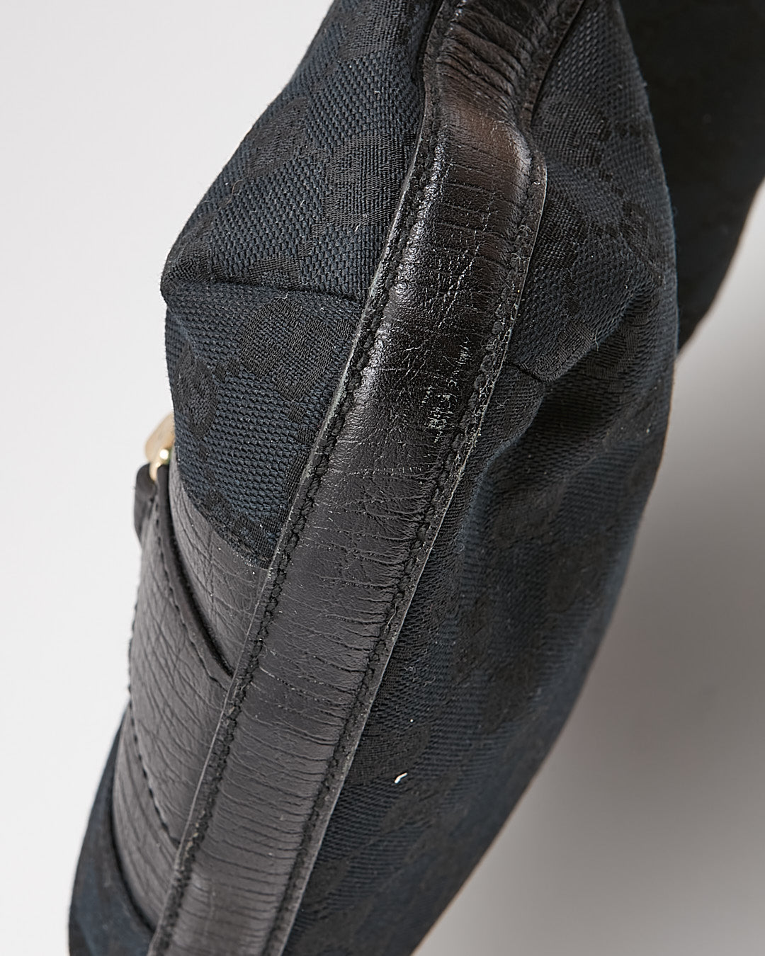 Gucci Black GG Supreme Canvas Horsebit Web Accent Shoulder Bag