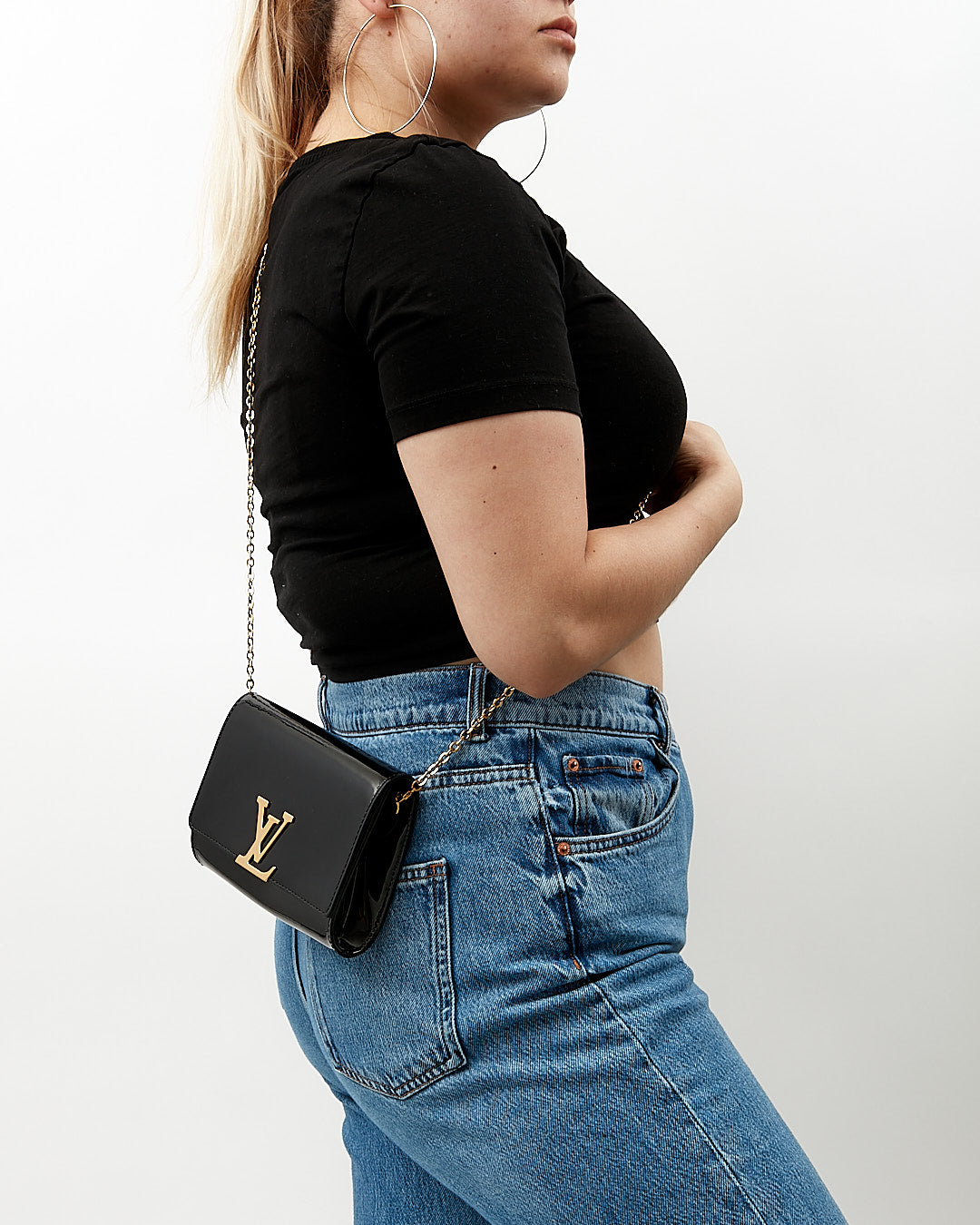 Louis Vuitton Black Vernis Leather Louise PM Chain Bag