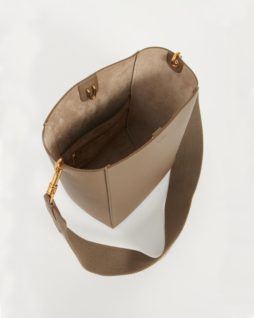 Celine Taupe Leather Small Seau Sangle Bucket Bag