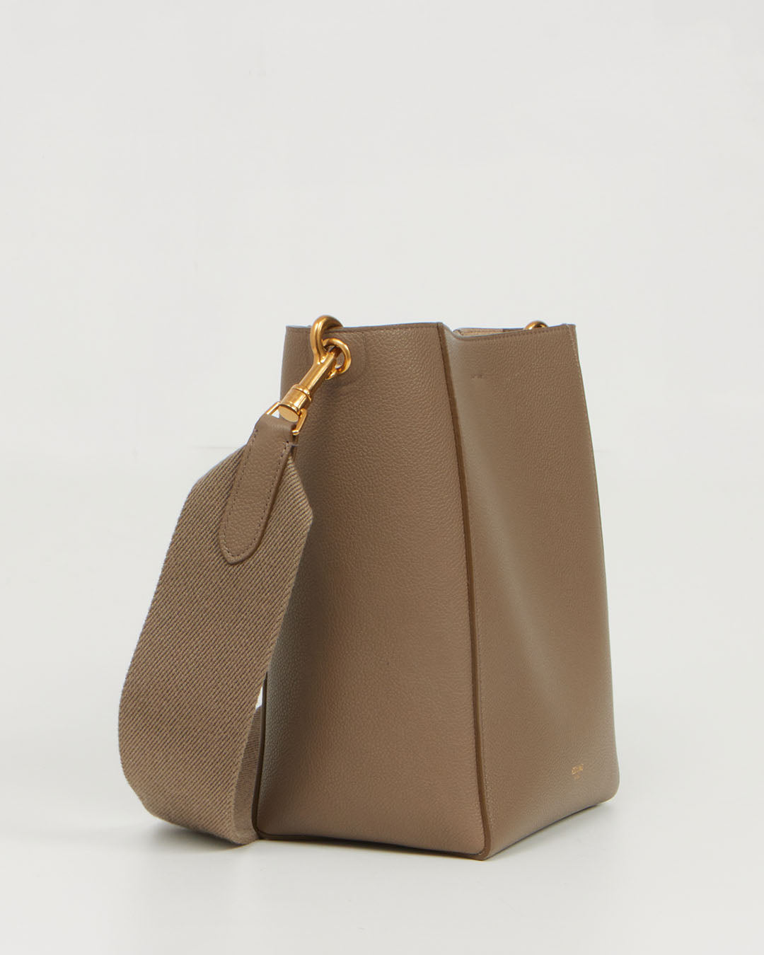 Celine Taupe Leather Small Seau Sangle Bucket Bag