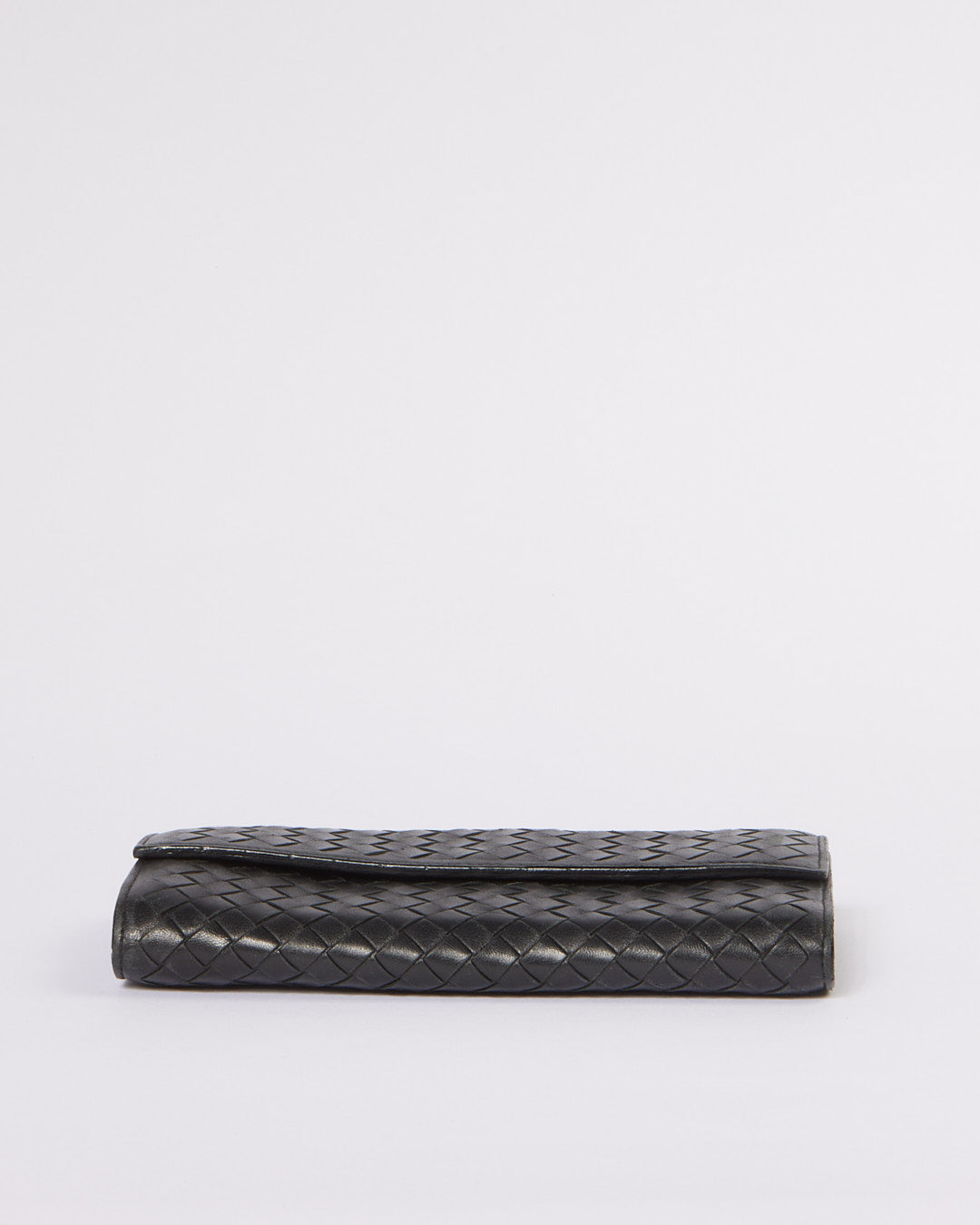 Bottega Veneta Black Intrecciato Leather Continental Flap Wallet