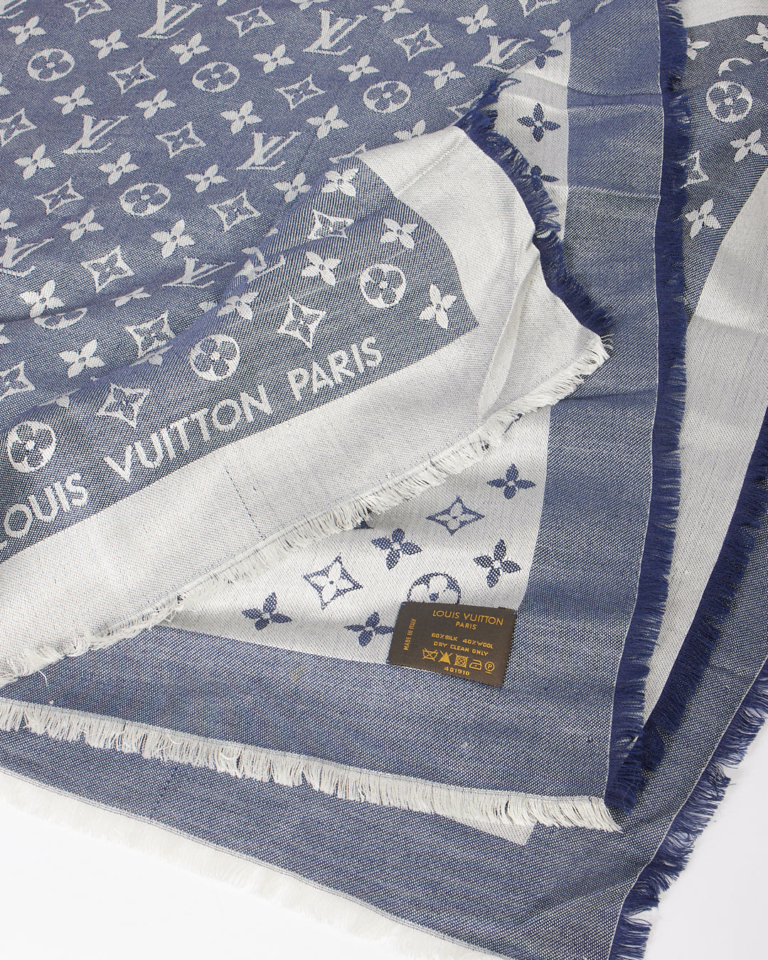 Châle en soie monogramme bleu Louis Vuitton