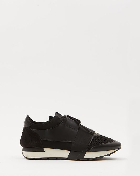 Balenciaga Black Suede & Leather Race Runner Athlethic Sneaker - 39