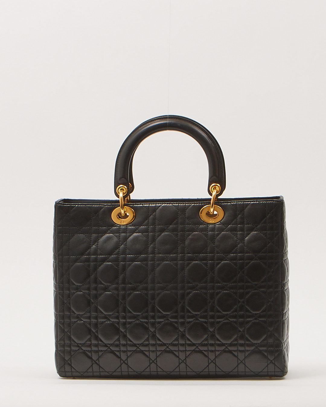 Dior Black Cannage Large Lady Dior Top Handle Bag