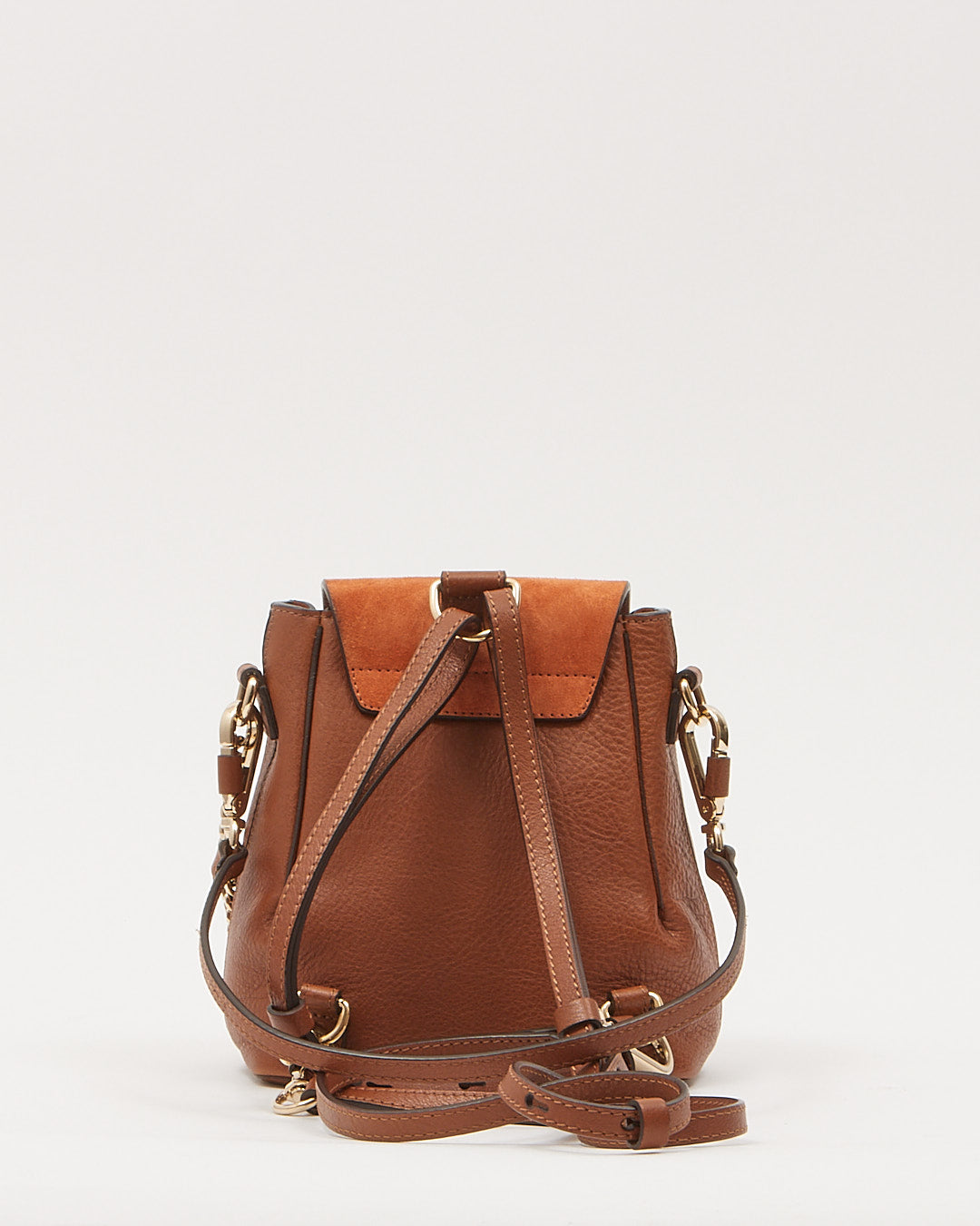 Chloe Chestnut Leather & Suede Mini Faye Backpack